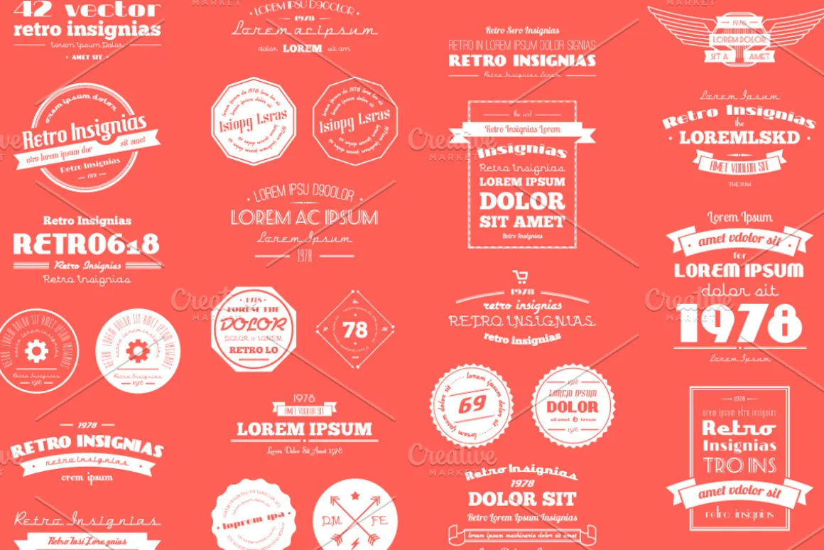 42 vector retro insignias, Banners