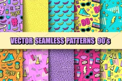 Vector seamless patterns 80s, 90s