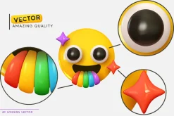 Vector Set of 195 Emoji. Emotions 3D
