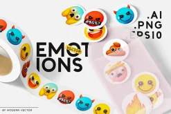 Vector Set of 195 Emoji. Emotions 3D