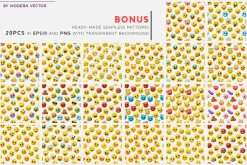 Vector Set of 195 Emoji. Emotions 3D