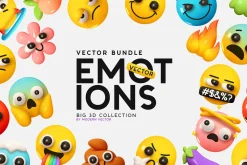 Vector Set of 195 Emoji. Emotions 3D