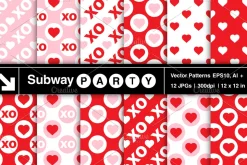 Vector Valentine Heart & XO Patterns