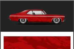 Vibrant Red Classic Car Design