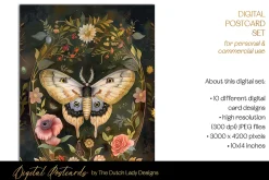 Victorian Botanical Moths Postcards