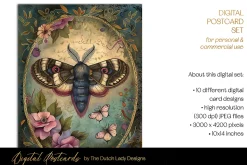 Victorian Botanical Moths Postcards