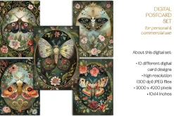 Victorian Botanical Moths Postcards