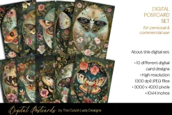 Victorian Botanical Moths Postcards