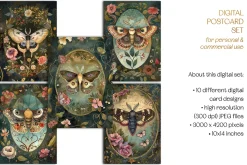 Victorian Botanical Moths Postcards