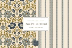 Vintage Blue Cottage Floral Patterns