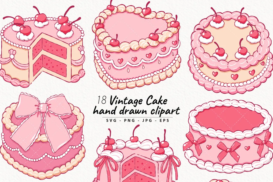Vintage Cake Clipart Bundle