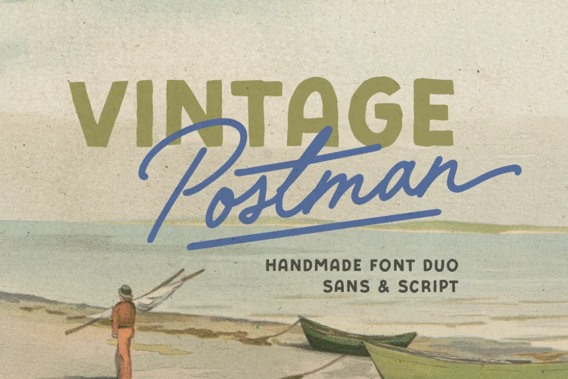 Vintage Postman - Handmade Font Duo