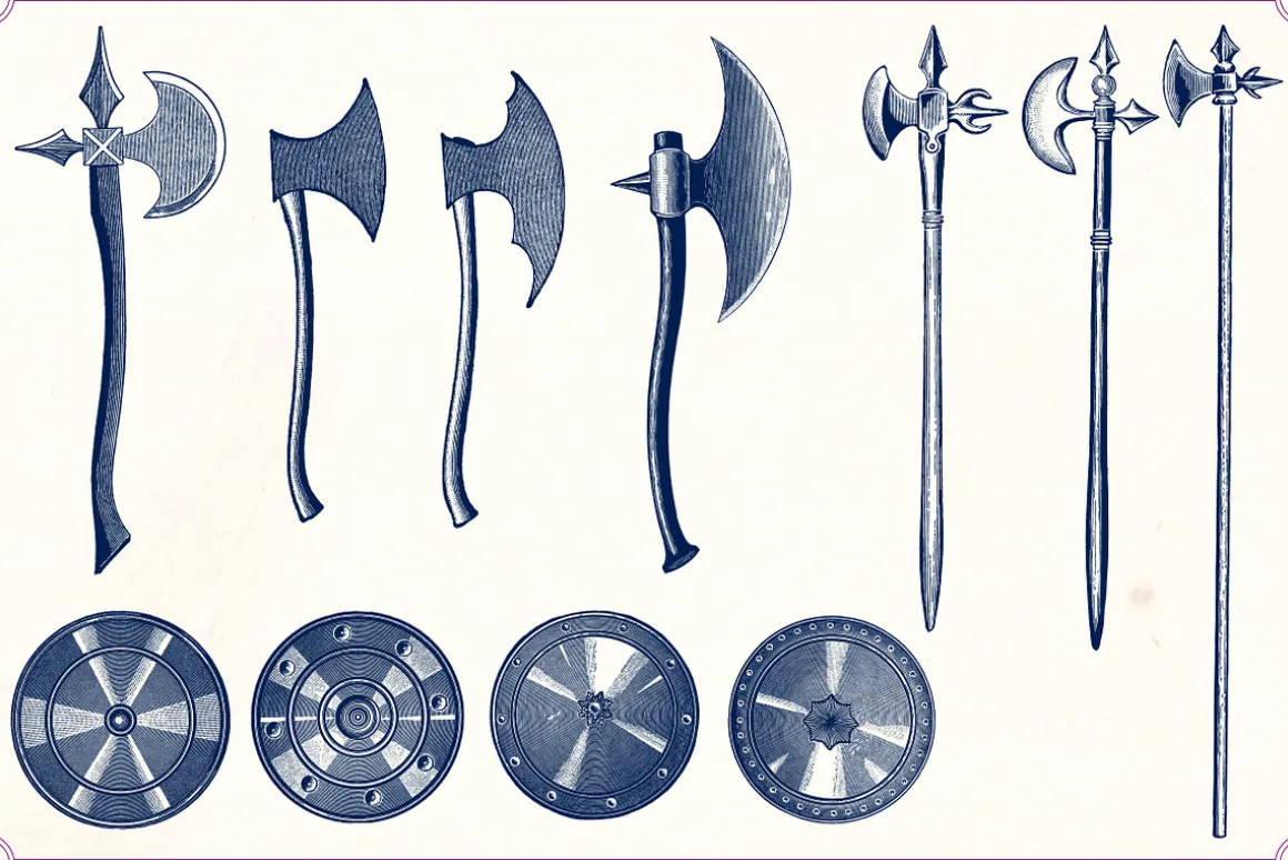 Vintage sword and armor illustration