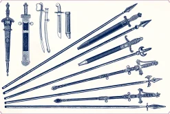 Vintage sword and armor illustration