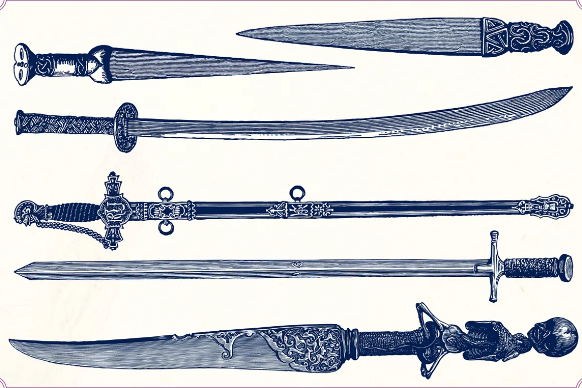 Vintage sword and armor illustration