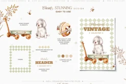 Vintage Animals Toys and Flowers