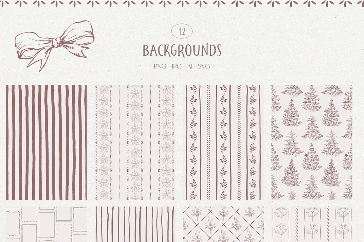 Vintage Christmas Line art winter