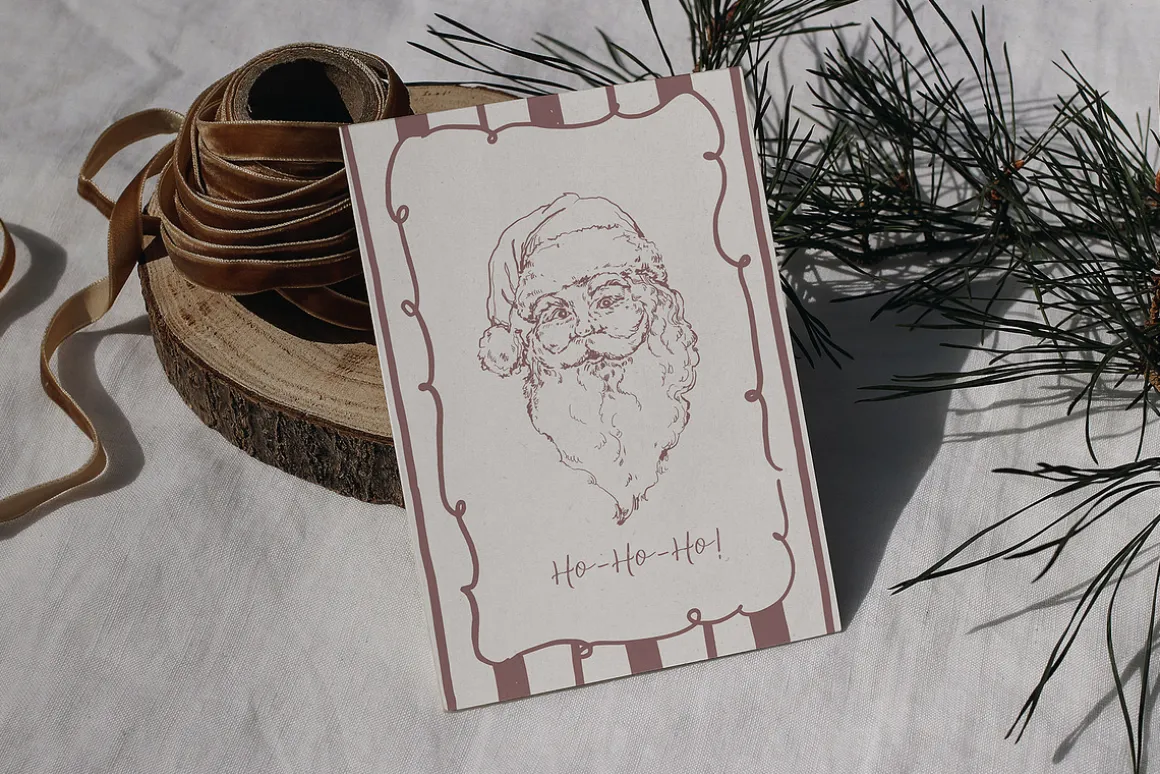 Vintage Christmas Line art winter