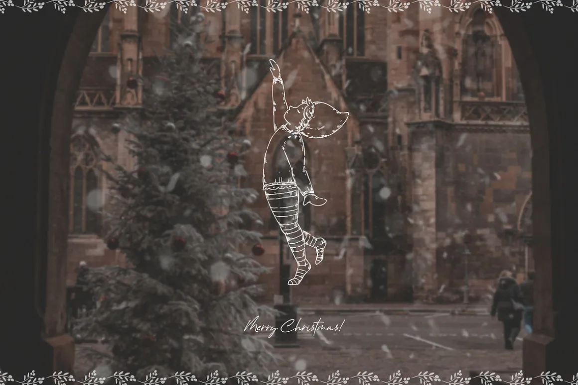 Vintage Christmas Line art winter