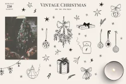 Vintage Christmas Simple line art