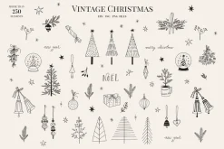 Vintage Christmas Simple line art