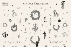 Vintage Christmas Simple line art