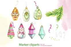 Vintage Christmas toys cliparts