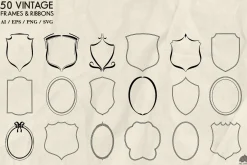 Vintage Crest Frames Svg Png