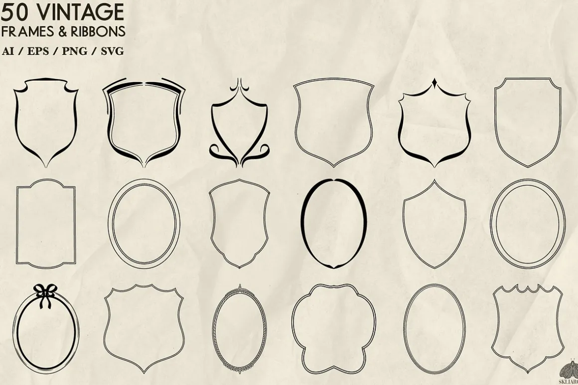 Vintage Crest Frames Svg Png