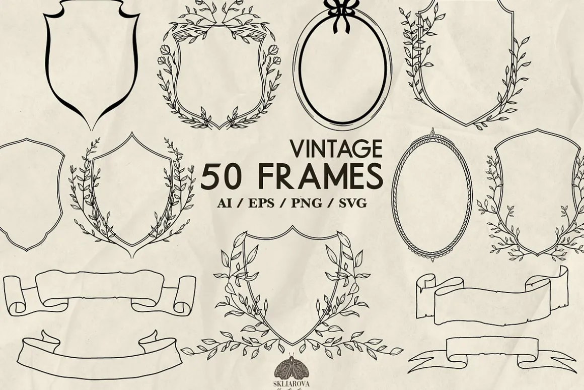 Vintage Crest Frames Svg Png
