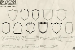 Vintage Crest Frames Svg Png