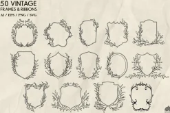 Vintage Crest Frames Svg Png