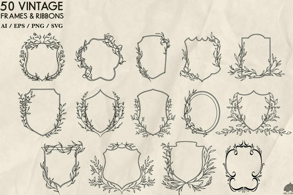 Vintage Crest Frames Svg Png