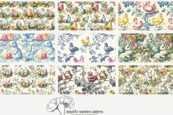 70 vintage Easter seamless pattern