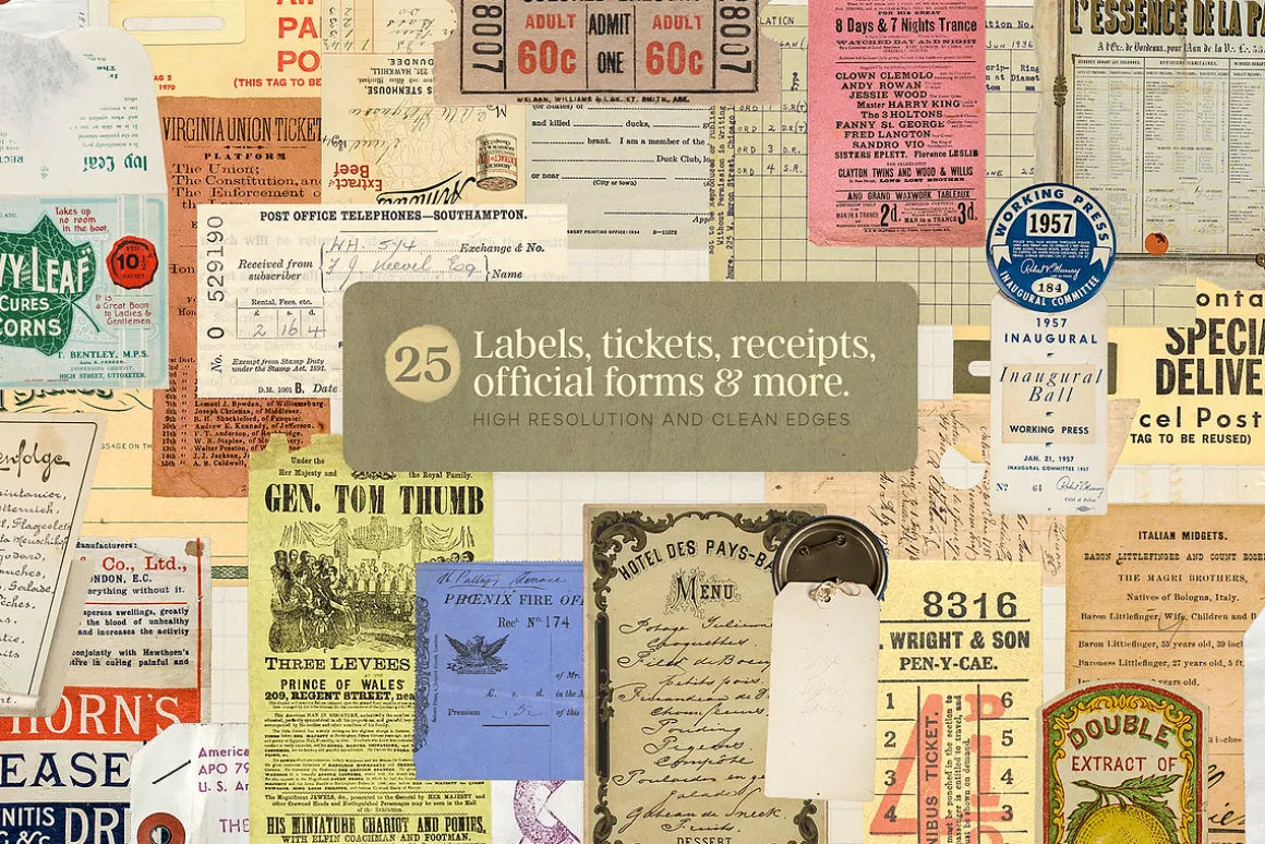 (170) Vintage Ephemera Paper Pack
