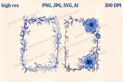 30 Vintage Floral Frames PNG SVG