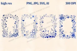30 Vintage Floral Frames PNG SVG