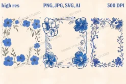 30 Vintage Floral Frames PNG SVG
