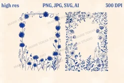 30 Vintage Floral Frames PNG SVG