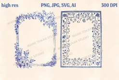 30 Vintage Floral Frames PNG SVG