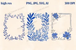 30 Vintage Floral Frames PNG SVG