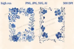 30 Vintage Floral Frames PNG SVG