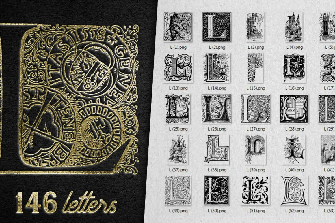 Vintage Letter L Vector And PNG