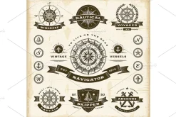 Vintage Nautical Labels Set