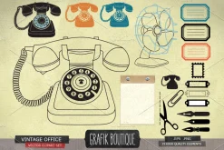 Vintage office, retro phone