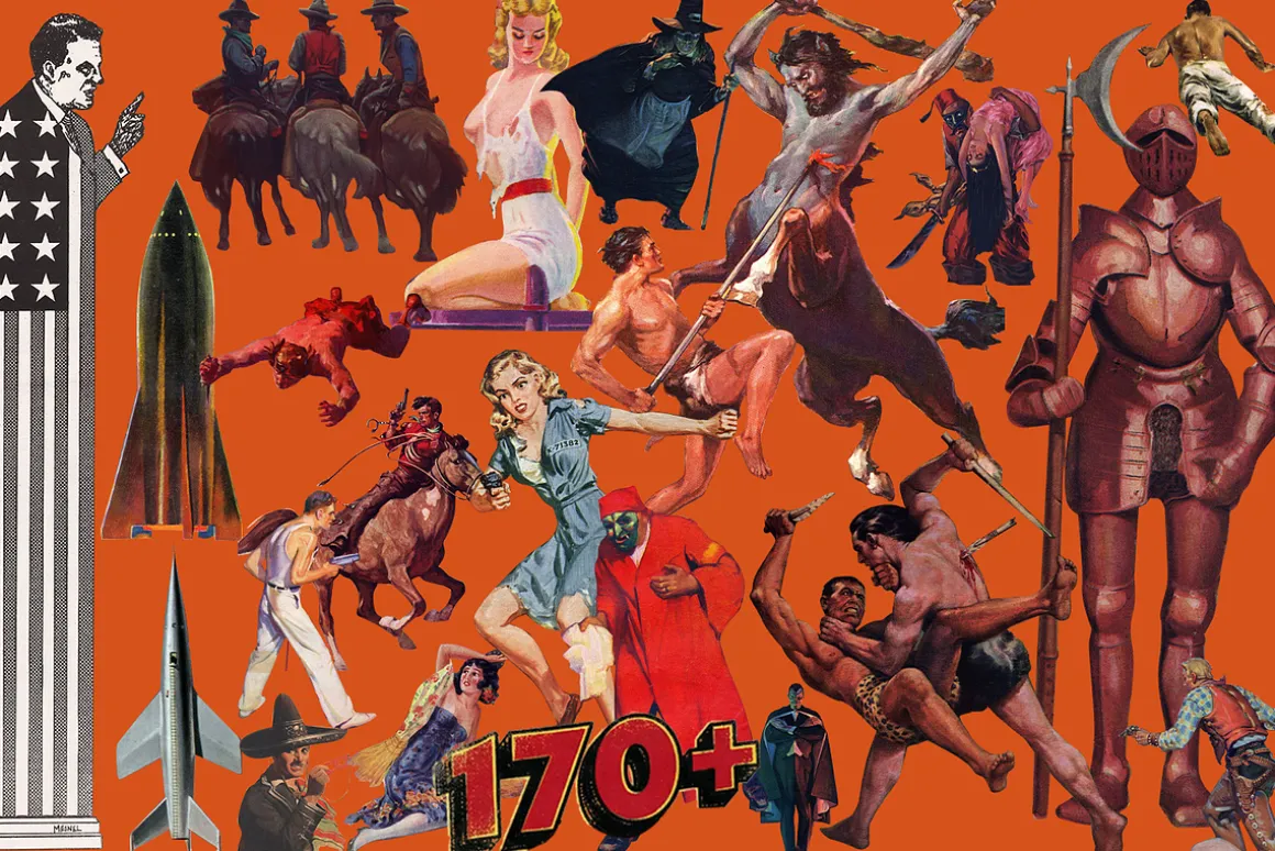 170+ Vintage Pulp Collage Elements