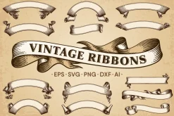 Vintage Ribbons Banners Vector Set