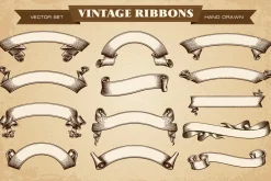 Vintage Ribbons Banners Vector Set