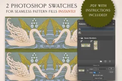 Vintage Swans Pattern & Border