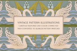 Vintage Swans Pattern & Border